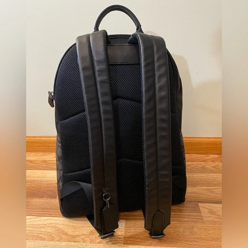 Coach Black and Blue Men's Leather Backpack Unisex